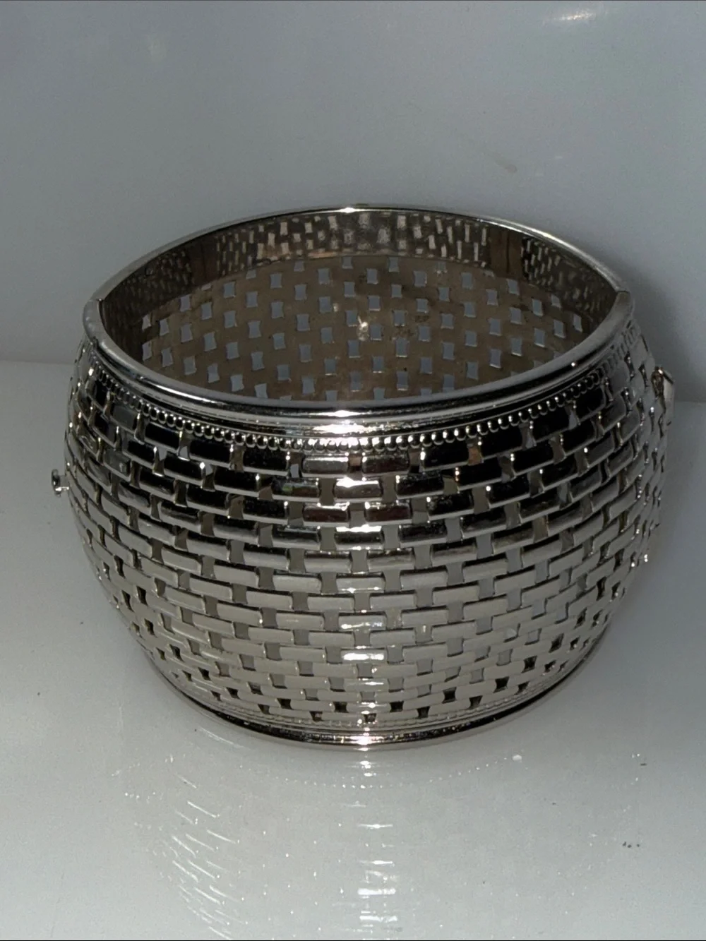 Whiting & Davis Vintage Modernist Hinged Cuff Bracelet